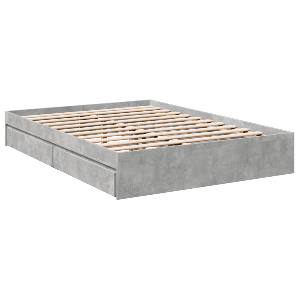 Rám Postele Se Zásuvkami Betonově Šedý 120 X 200 Cm Kompozit