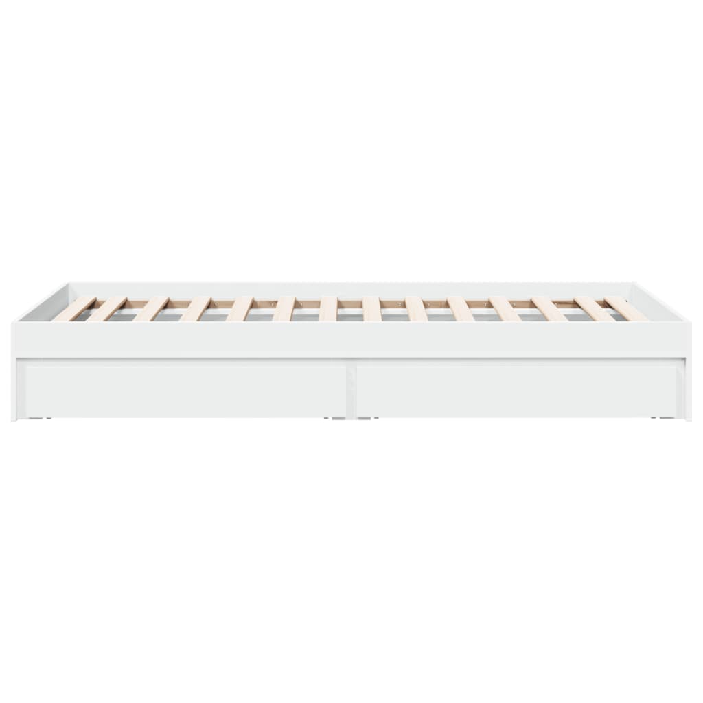 Rám Postele Se Zásuvkami Bílý 100 X 200 Cm Kompozitní Dřevo