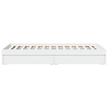 Rám Postele Se Zásuvkami Bílý 100 X 200 Cm Kompozitní Dřevo