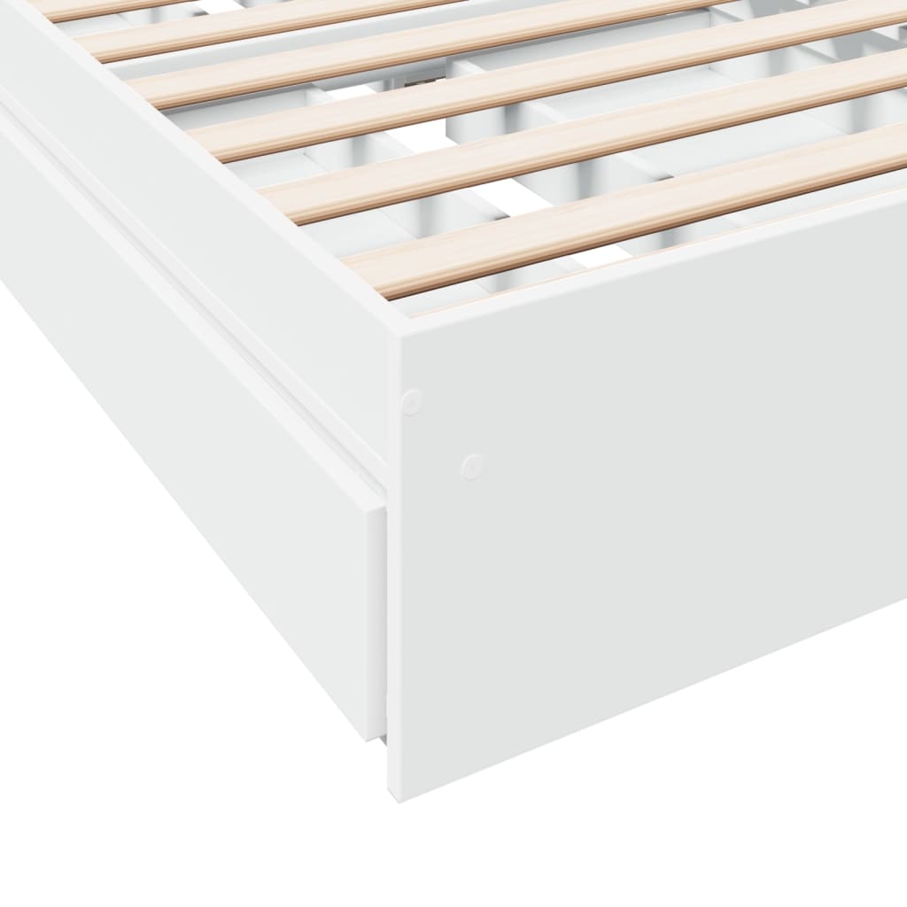 Rám Postele Se Zásuvkami Bílý 100 X 200 Cm Kompozitní Dřevo