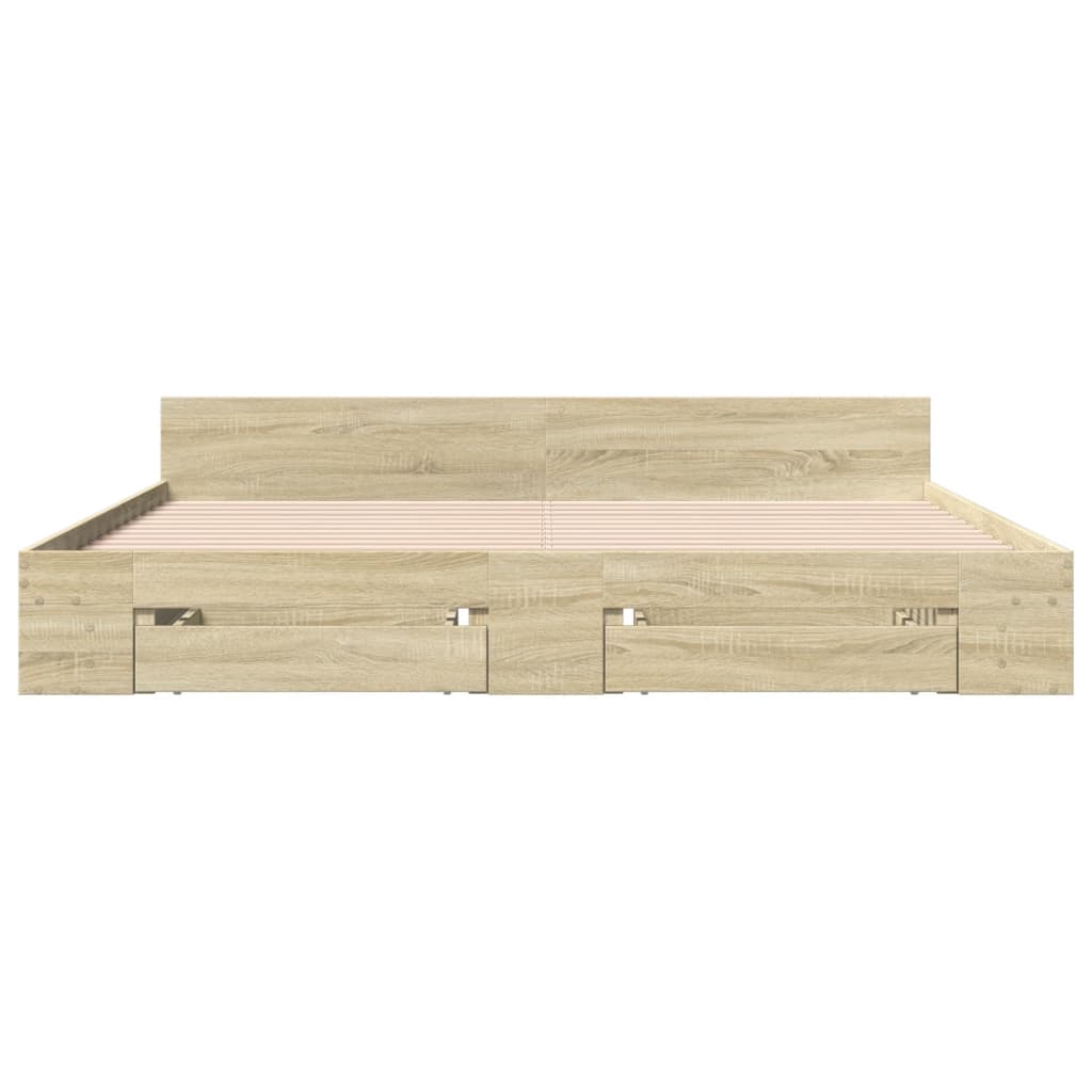 Rám Postele Se Zásuvkami Dub Sonoma 200X200 Cm Kompozitní Dřevo