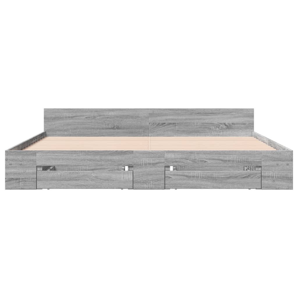 Rám Postele Se Zásuvkami Šedý Sonoma 200 X 200 Cm Kompozit