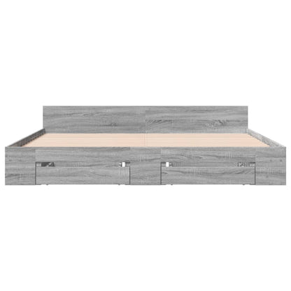 Rám Postele Se Zásuvkami Šedý Sonoma 200 X 200 Cm Kompozit
