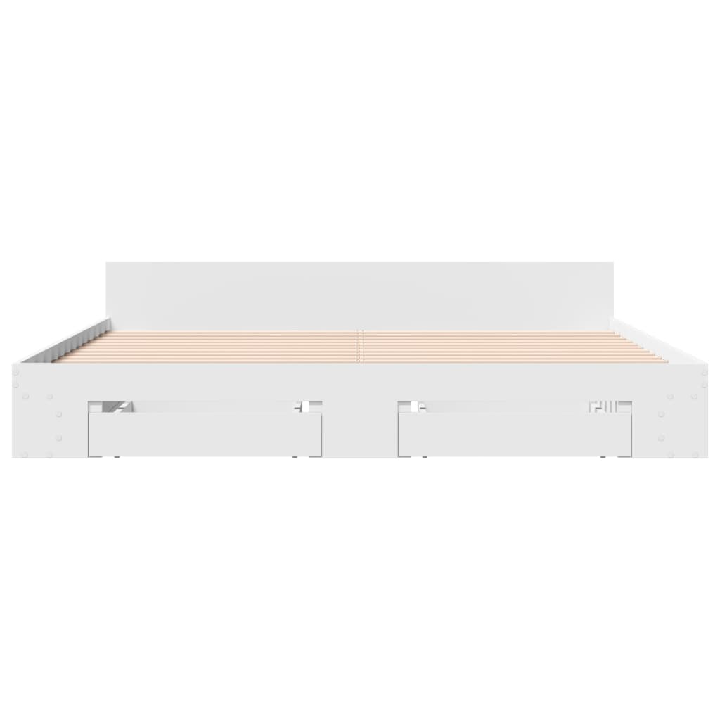 Rám Postele Se Zásuvkami Bílý 180 X 200 Cm Kompozitní Dřevo