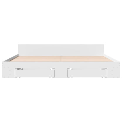 Rám Postele Se Zásuvkami Bílý 180 X 200 Cm Kompozitní Dřevo