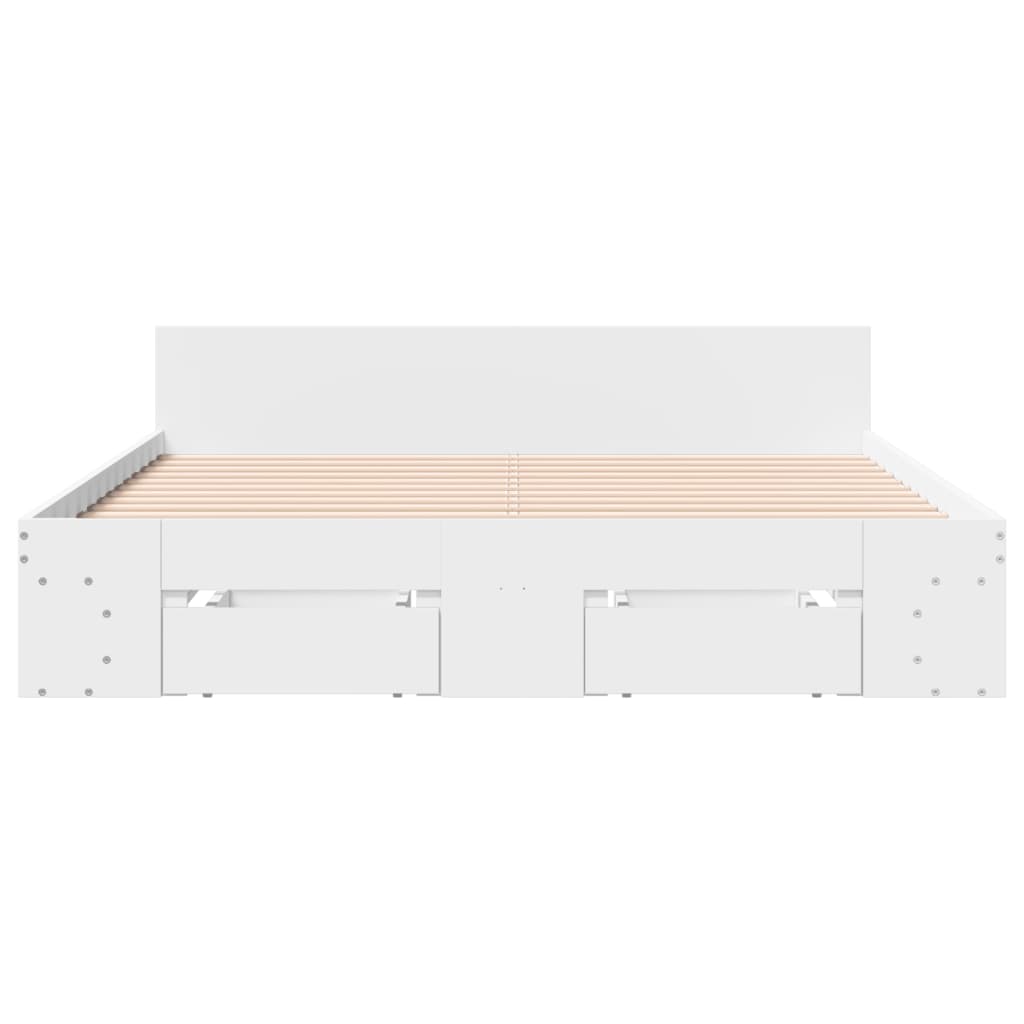 Rám Postele Se Zásuvkami Bílý 160 X 200 Cm Kompozitní Dřevo