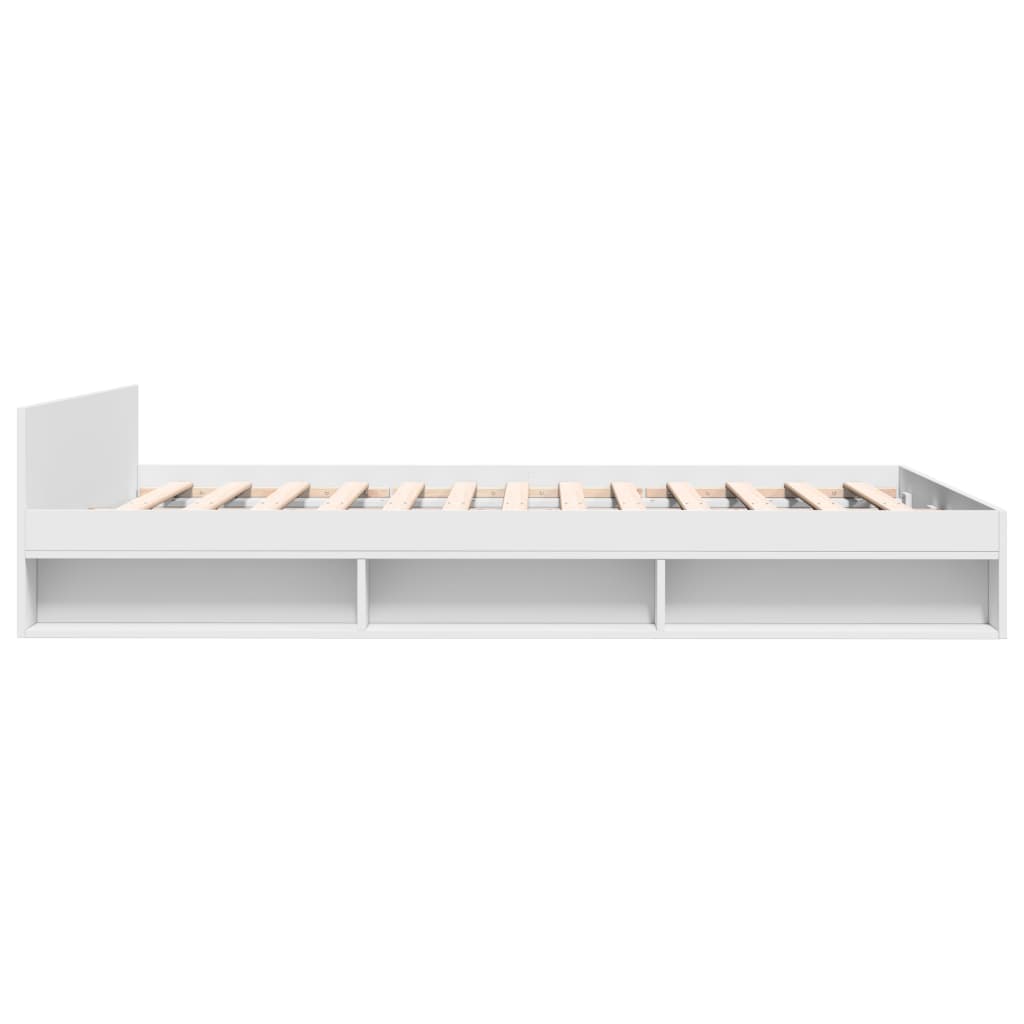 Rám Postele Se Zásuvkami Bílý 150 X 200 Cm Kompozitní Dřevo