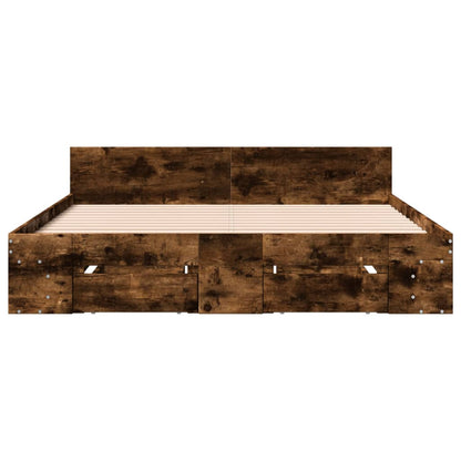 Rám Postele Se Zásuvkami Kouřový Dub 140 X 200 Cm Kompozit