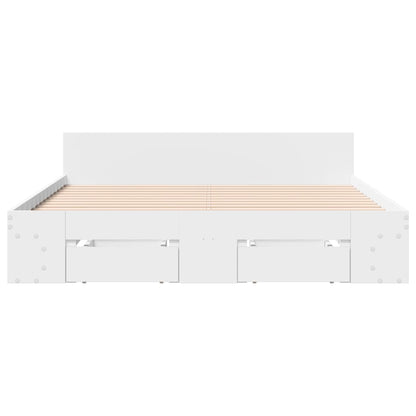 Rám Postele Se Zásuvkami Bílý 120 X 200 Cm Kompozitní Dřevo