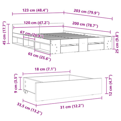 Rám Postele Se Zásuvkami Dub Sonoma 120X200 Cm Kompozitní Dřevo