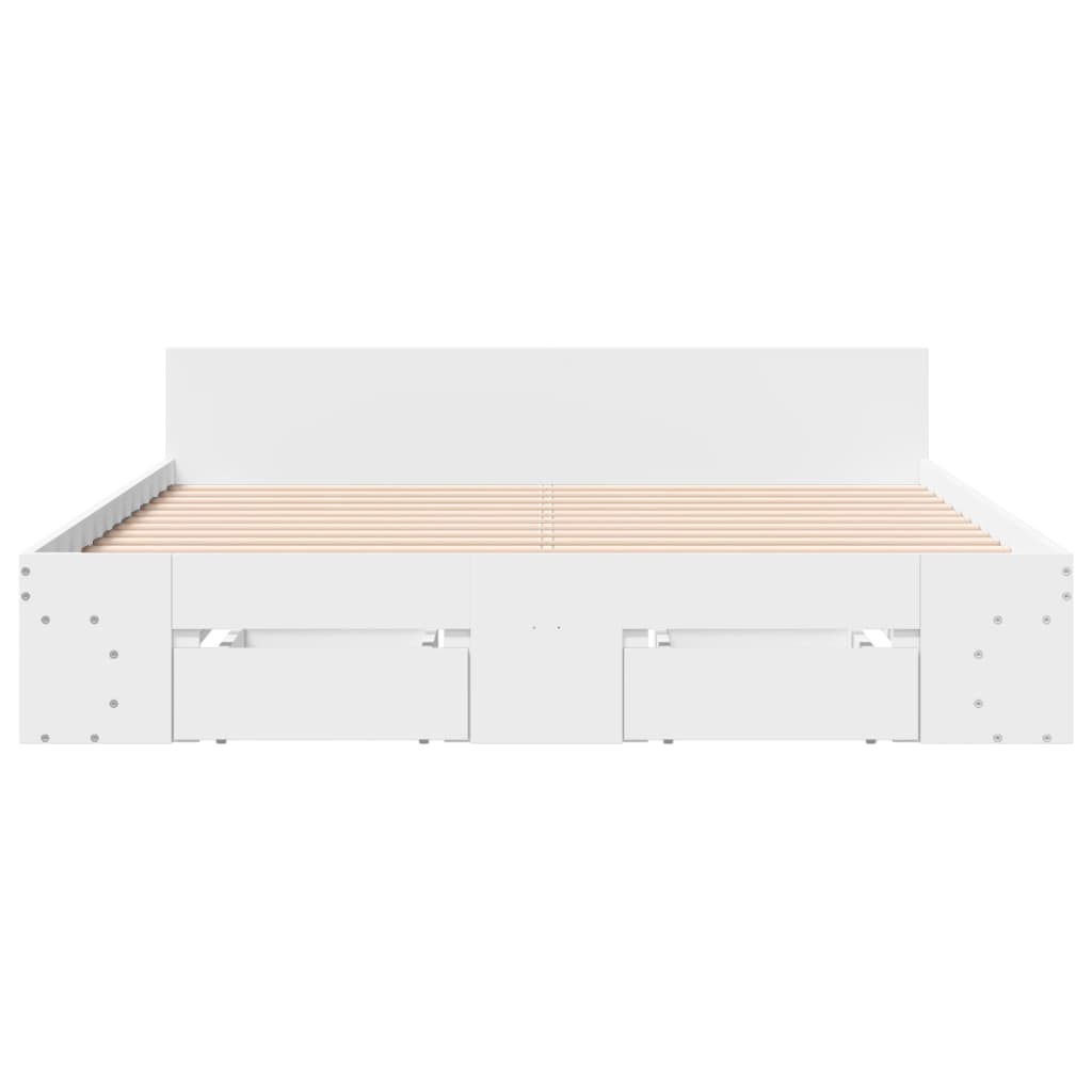 Rám Postele Se Zásuvkami Bílý 140 X 190 Cm Kompozitní Dřevo