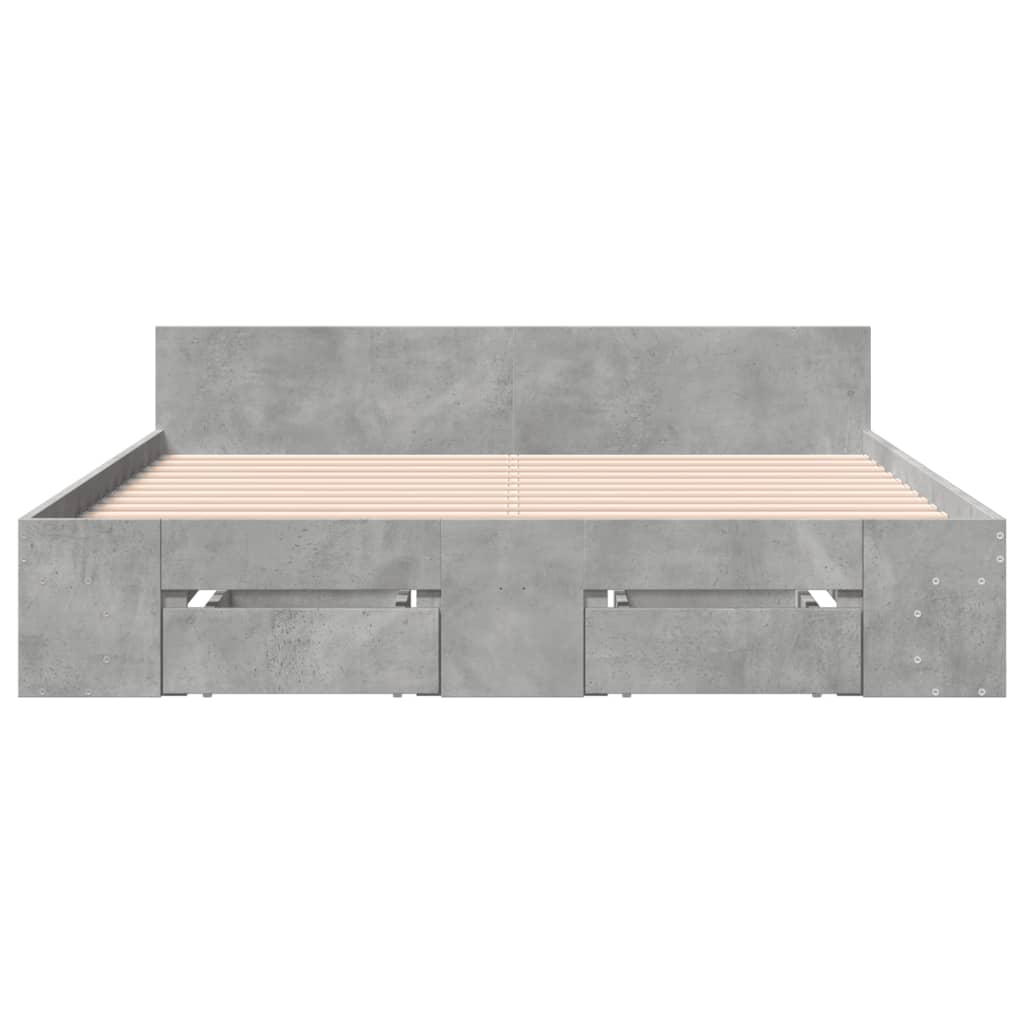 Rám Postele Se Zásuvkami Betonově Šedý 140 X 190 Cm Kompozit