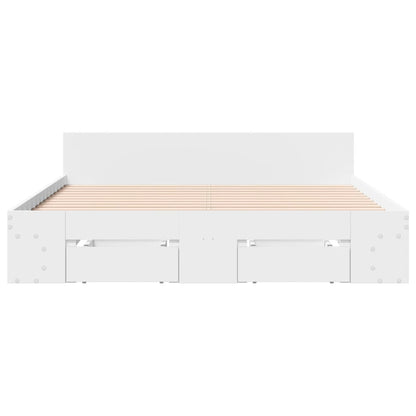 Rám Postele Se Zásuvkami Bílý 135 X 190 Cm Kompozitní Dřevo