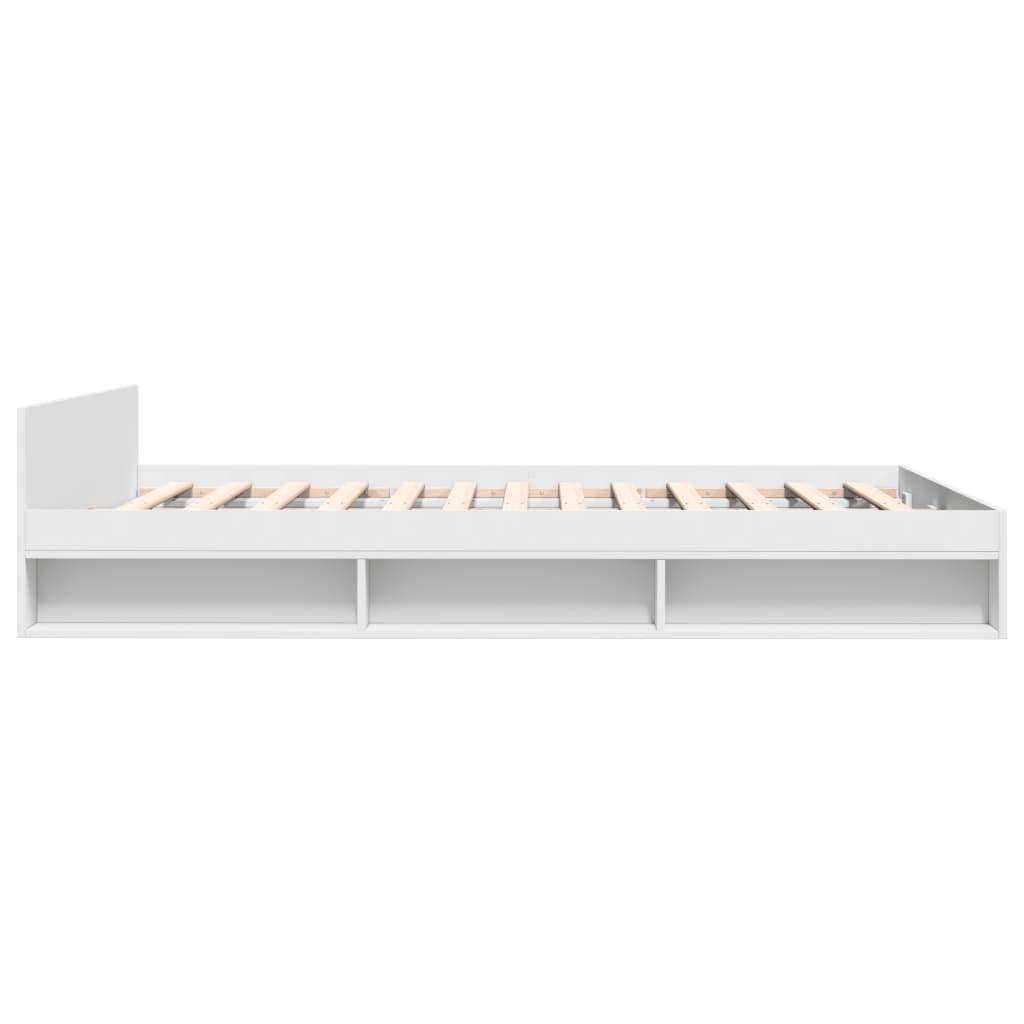Rám Postele Se Zásuvkami Bílý 135 X 190 Cm Kompozitní Dřevo
