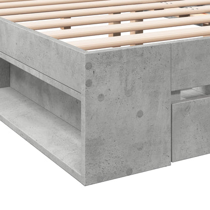Rám Postele Se Zásuvkami Betonově Šedý 135 X 190 Cm Kompozit
