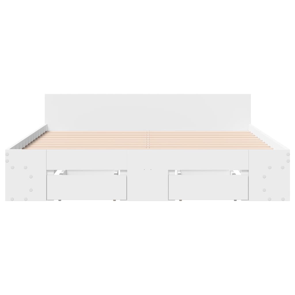 Rám Postele Se Zásuvkami Bílý 120 X 190 Cm Kompozitní Dřevo