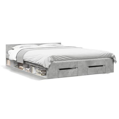 Rám Postele Se Zásuvkami Betonově Šedý 120 X 190 Cm Kompozit