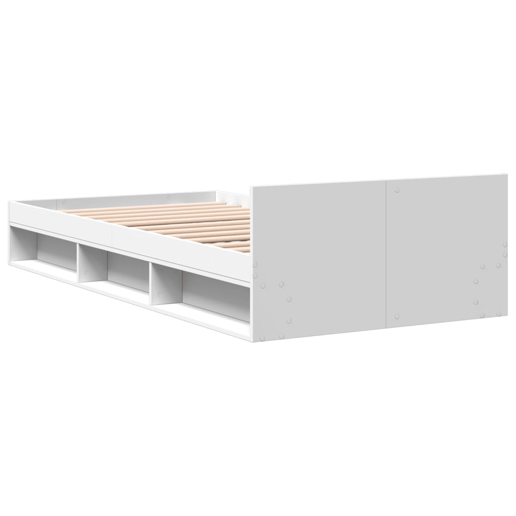 Rám Postele Se Zásuvkou Bílý 100 X 200 Cm Kompozitní Dřevo