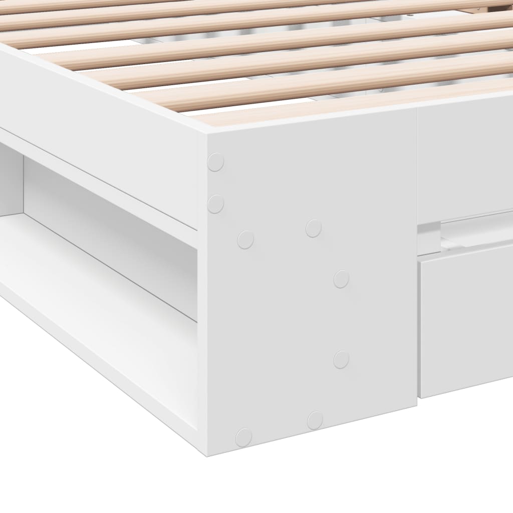 Rám Postele Se Zásuvkou Bílý 90 X 200 Cm Kompozitní Dřevo