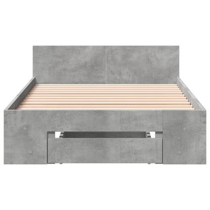 Rám Postele Se Zásuvkou Betonově Šedý 90X200Cm Kompozitní Dřevo