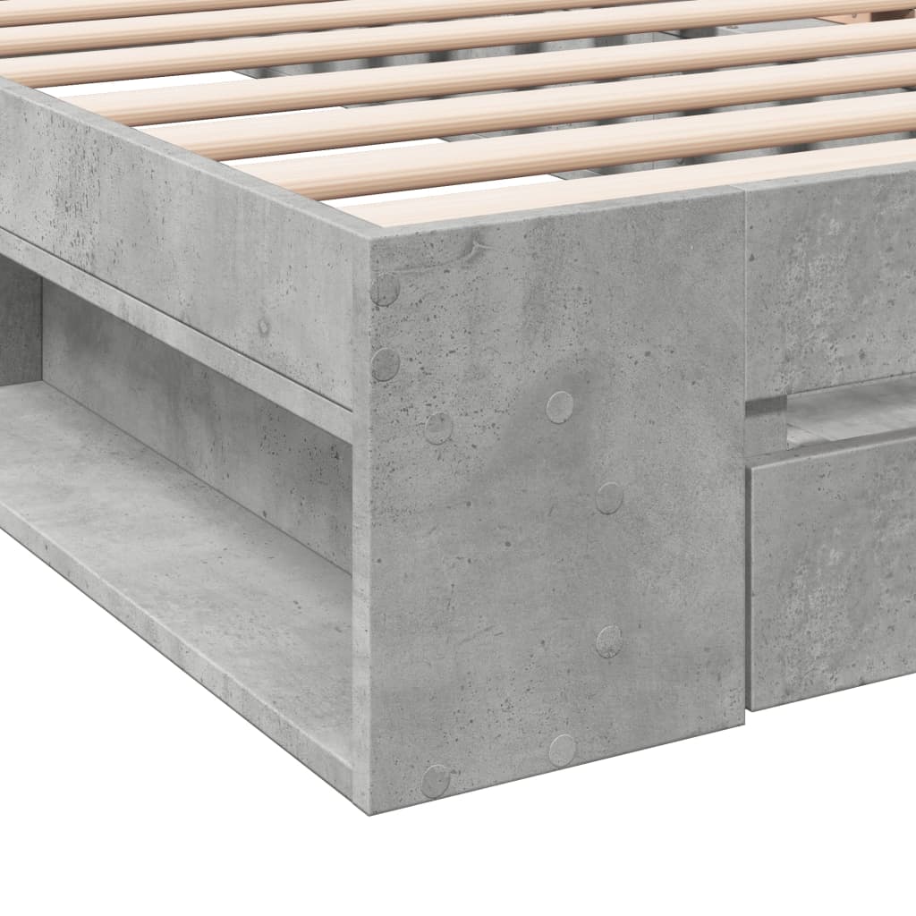 Rám Postele Se Zásuvkou Betonově Šedý 90X200Cm Kompozitní Dřevo