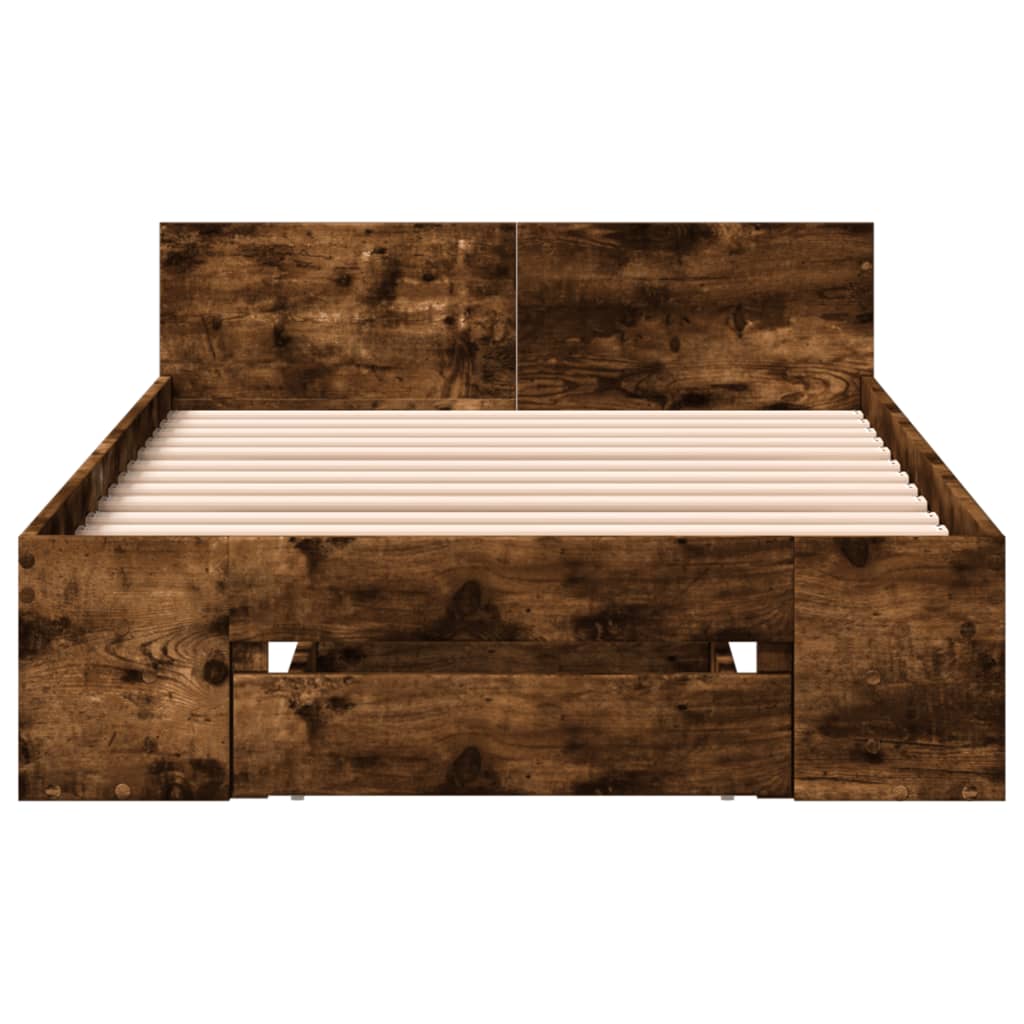 Rám Postele Se Zásuvkou Kouřový Dub 90X200 Cm Kompozitní Dřevo