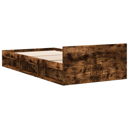 Rám Postele Se Zásuvkou Kouřový Dub 90X200 Cm Kompozitní Dřevo