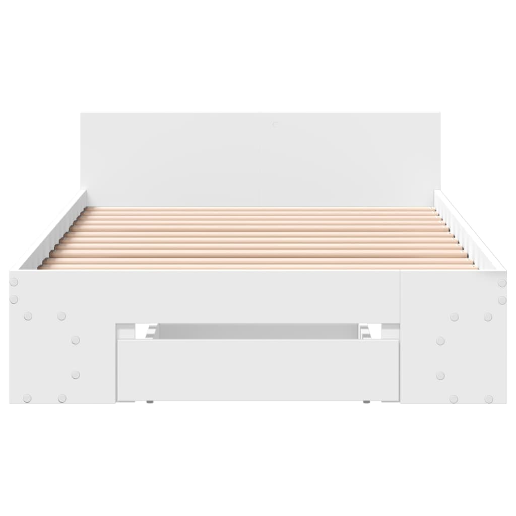 Rám Postele Se Zásuvkou Bílý 75 X 190 Cm Kompozitní Dřevo