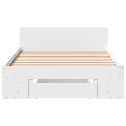 Rám Postele Se Zásuvkou Bílý 75 X 190 Cm Kompozitní Dřevo