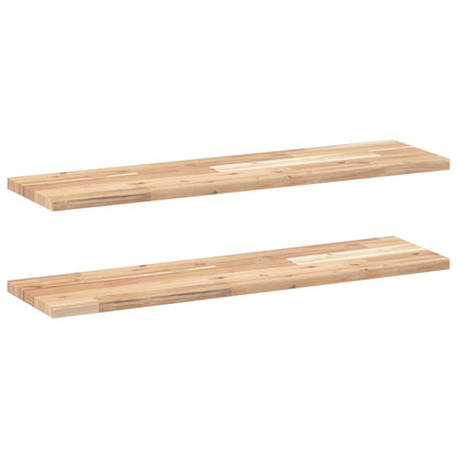 Plovoucí Police 2 Ks 80 X 20 X 2 Cm Neošetřené Akáciové Dřevo