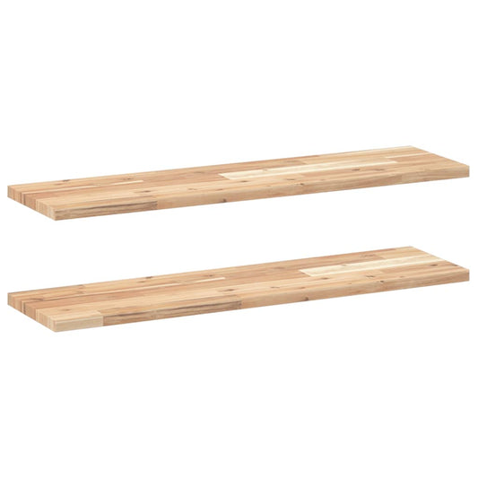 Plovoucí Police 2 Ks 80 X 20 X 2 Cm Neošetřené Akáciové Dřevo