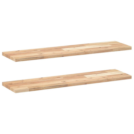 Plovoucí Police 2 Ks 100 X 20 X 2 Cm Neošetřené Akáciové Dřevo