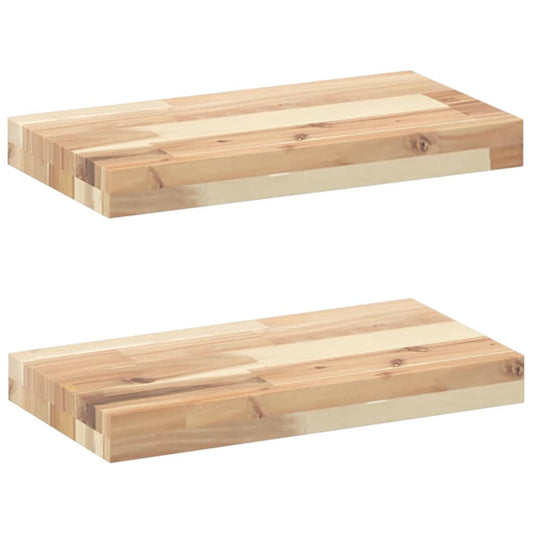 Plovoucí Police 2 Ks 40 X 20 X 4 Cm Neošetřené Akáciové Dřevo