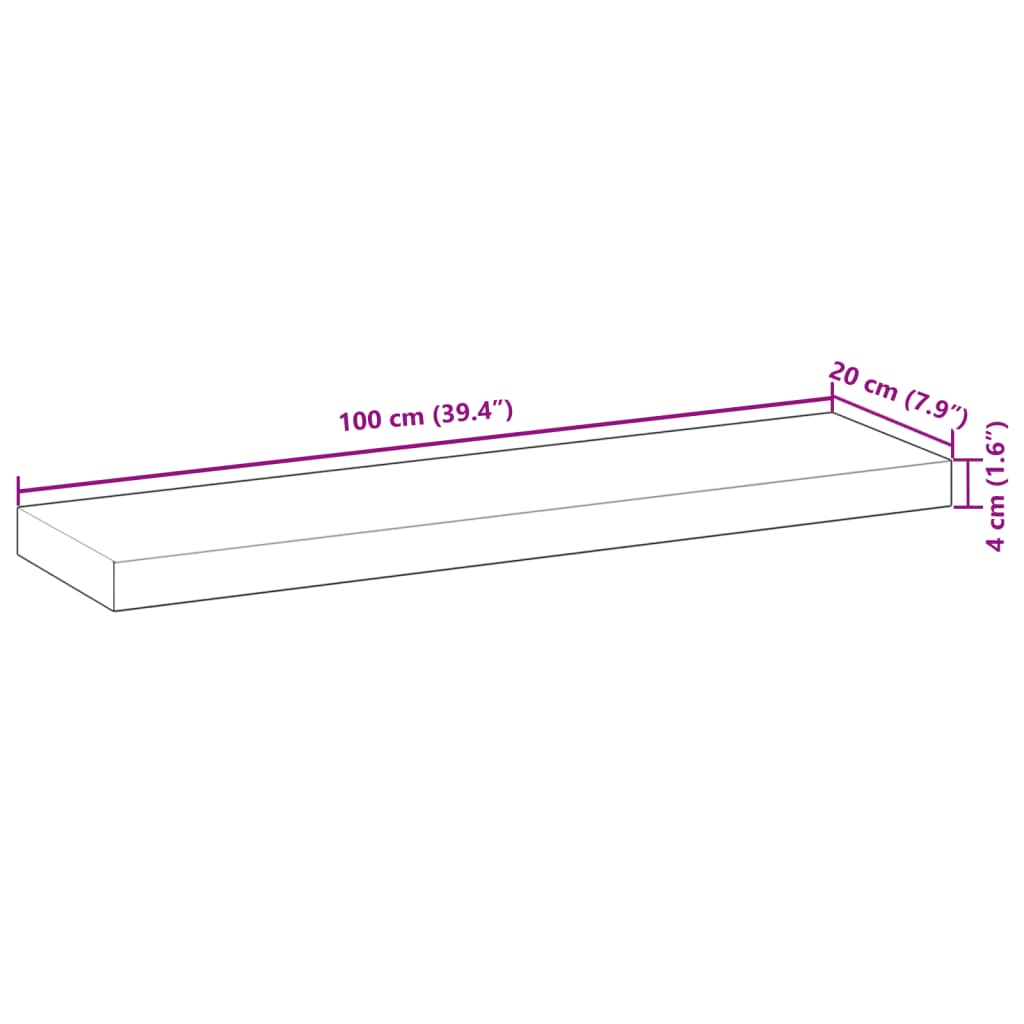Plovoucí Police 3 Ks 100 X 20 X 4 Cm Neošetřené Akáciové Dřevo