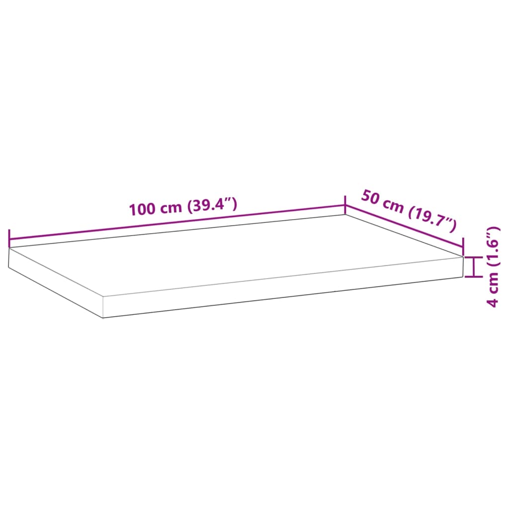 Koupelnová Deska Neošetřená 100X50X4 Cm Masivní Akáciové Dřevo