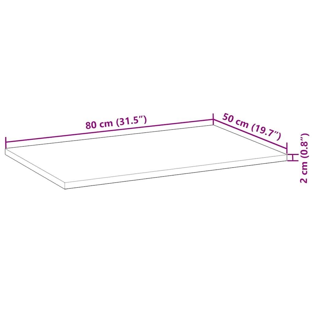 Deska Psacího Stolu Neošetřená 80 X 50 X 2 Cm Masivní Akácie