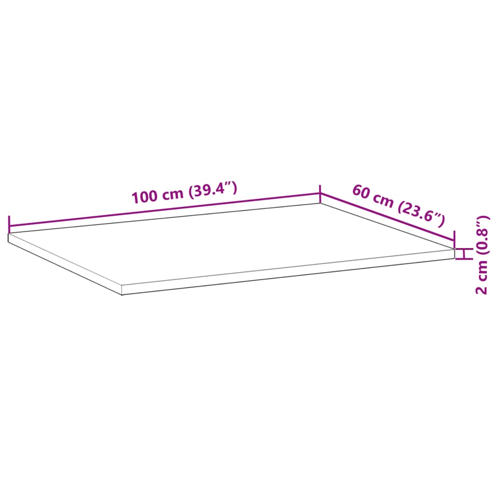 Deska Psacího Stolu Neošetřená 100 X 60 X 2 Cm Masivní Akácie