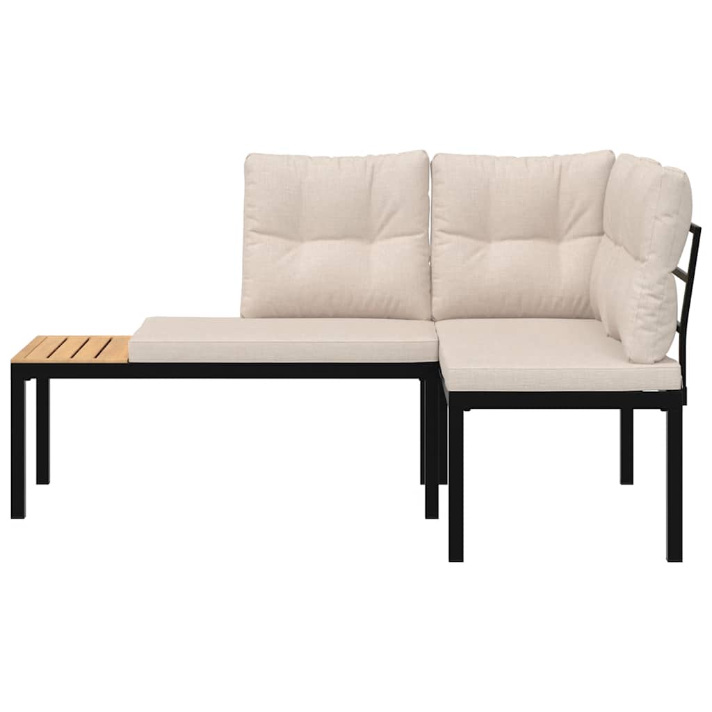 Zahradní Lavice 2 Ks S Poduškami Černé Práškově Lakovaná Ocel