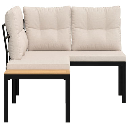 Zahradní Lavice 2 Ks S Poduškami Černé Práškově Lakovaná Ocel