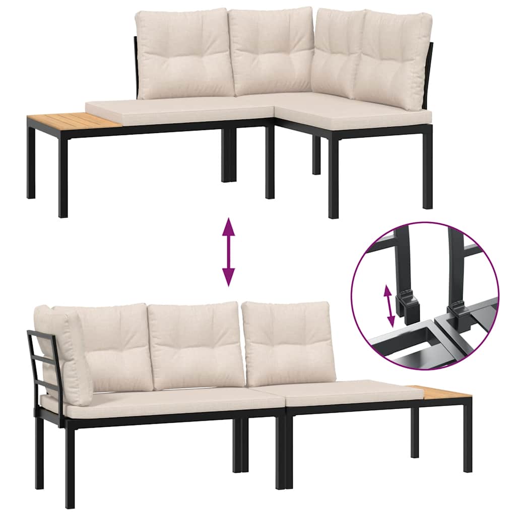 Zahradní Lavice 2 Ks S Poduškami Černé Práškově Lakovaná Ocel