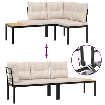 Zahradní Lavice 2 Ks S Poduškami Černé Práškově Lakovaná Ocel