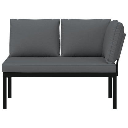 Zahradní Lavice S Poduškami Černá Hliník Tmavě Šedá