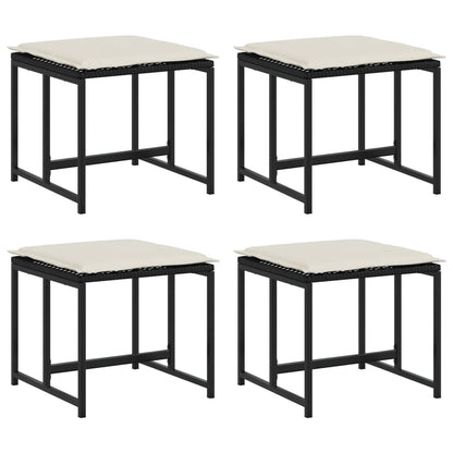 Zahradní Stoličky S Poduškami 4 Ks Černé Polyratan