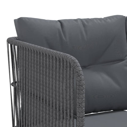 Zahradní Pohovka S Poduškami Tvar L Černá Ocel A Textilen