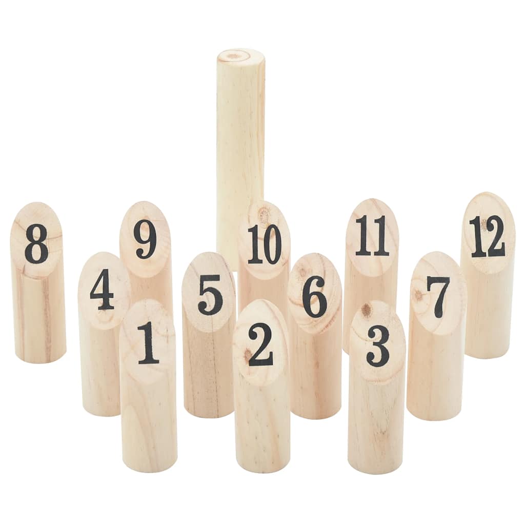 13Dílná Herní Sada Kubb S Čísly Přenosný Vak Masivní Borovice