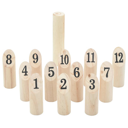 13Dílná Herní Sada Kubb S Čísly Přenosný Vak Masivní Borovice
