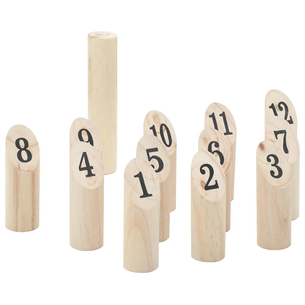 13Dílná Herní Sada Kubb S Čísly Přenosný Vak Masivní Borovice