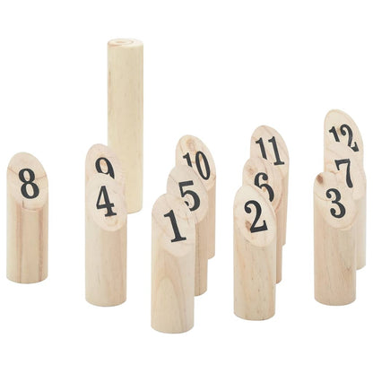 13Dílná Herní Sada Kubb S Čísly Přenosný Vak Masivní Borovice