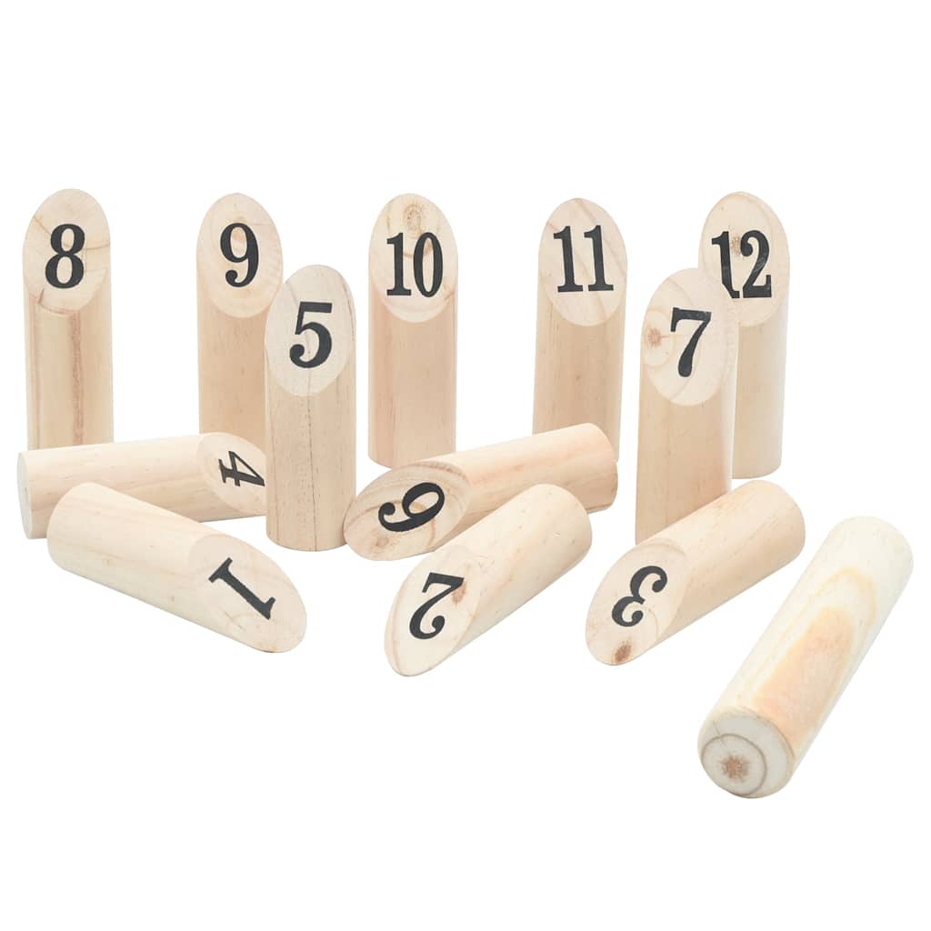 13Dílná Herní Sada Kubb S Čísly Přenosný Vak Masivní Borovice