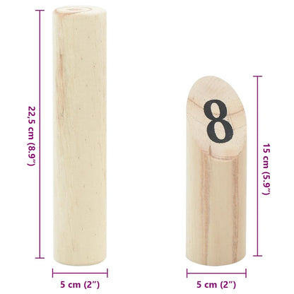 13Dílná Herní Sada Kubb S Čísly Přenosný Vak Masivní Borovice